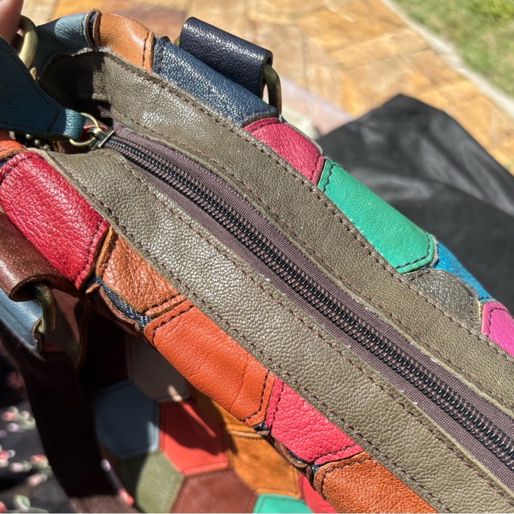 Amerileather Miya Handbag/Shoulder Bag #1738-9 Multicolor Patchwork Shoulder Bag - Picture 4 of 8